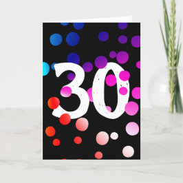 30. Geburtstag Rainbow Dots auf Black Karte