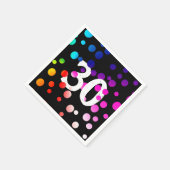 30. Geburtstag Rainbow Dots auf Black Serviette (Ecke)