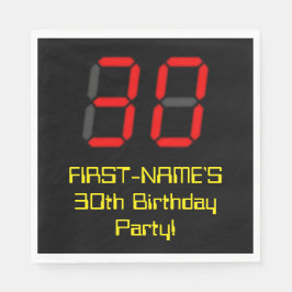 30. Geburtstag: Red Digital Clock Style "30" + Nam Serviette