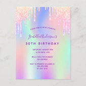 30. Geburtstag Regenbogen Glitzer Rosa Glam Einlad Postkarte (Vorderseite)