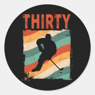 30. Geburtstag Retro Eishockey 30 Jahre alter Mann Runder Aufkleber