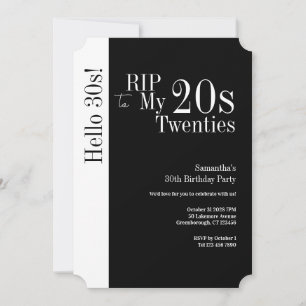 30. Geburtstag RIP 20er Hallo 30er Party Schwarz W Einladung