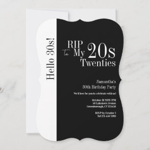 30. Geburtstag RIP 20er Hallo 30er Party Schwarz W Einladung