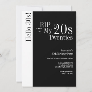 30. Geburtstag RIP 20er Hallo 30er Party Schwarz W Einladung