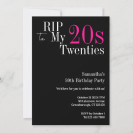 30. Geburtstag RIP 20er Party Schwarz und Rosa Einladung