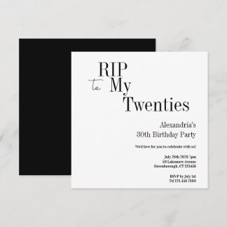 30. Geburtstag RIP 20er Schwarz-Weiß Minimal Einladung