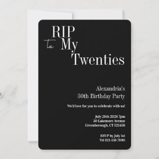 30. Geburtstag RIP 20er Schwarz-Weiß-Party Einladung