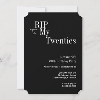 30. Geburtstag RIP 20er Schwarz-Weiß-Party Einladung