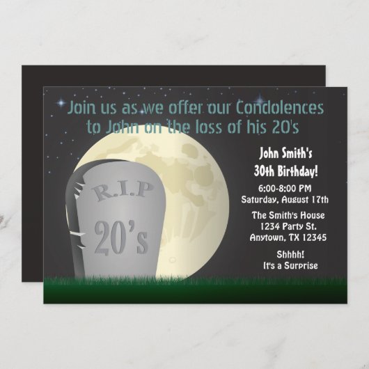 30. Geburtstag RIP 20s Einladung (Vorne/Hinten)