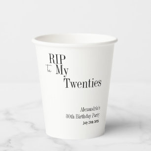 30. Geburtstag RIP 20s Minimales Party Pappbecher