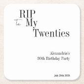 30. Geburtstag RIP 20s Minimales Party Rechteckiger Pappuntersetzer (Vorderseite)