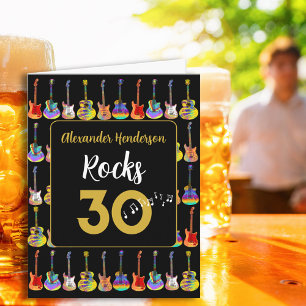 30. Geburtstag Rock and Roll Gitarre mit Namen Karte