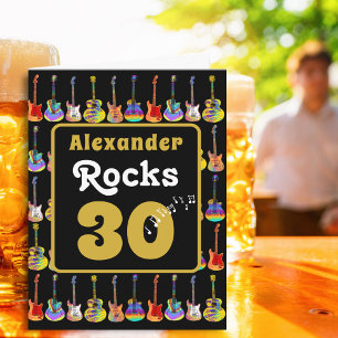 30. Geburtstag Rock and Roll Gitarre Personalisier Karte
