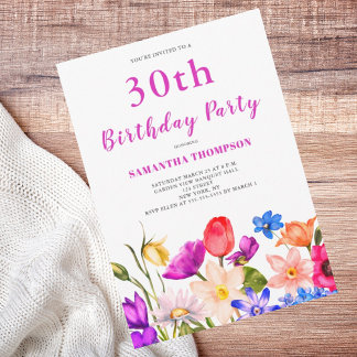 30. Geburtstag Rosa Blumenladen Einladung