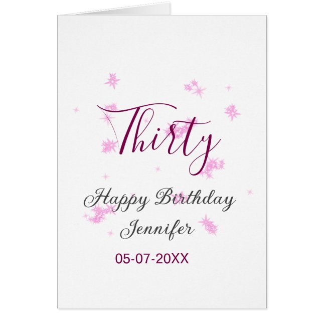 30. Geburtstag rosa Glitzer Sterne schwarz 30. Dat (Vorne)