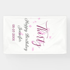 30. Geburtstag rosa Glitzer Sterne schwarz 30. Dat Banner