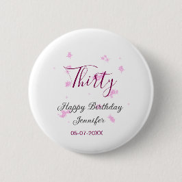 30. Geburtstag rosa Glitzer Sterne schwarz 30. Dat Button