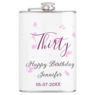 30. Geburtstag rosa Glitzer Sterne schwarz 30. Dat Flachmann