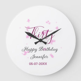 30. Geburtstag rosa Glitzer Sterne schwarz 30. Dat Große Wanduhr