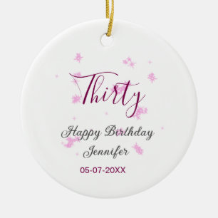 30. Geburtstag rosa Glitzer Sterne schwarz 30. Dat Keramik Ornament