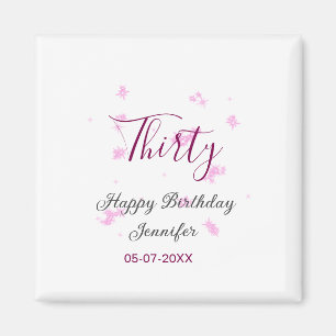 30. Geburtstag rosa Glitzer Sterne schwarz 30. Dat Magnet
