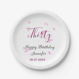 30. Geburtstag rosa Glitzer Sterne schwarz 30. Dat Pappteller