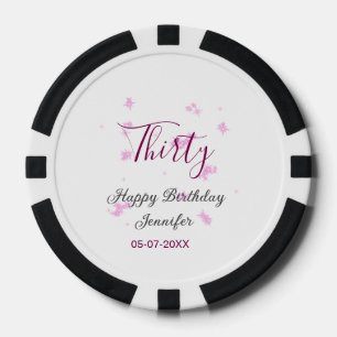 30. Geburtstag rosa Glitzer Sterne schwarz 30. Dat Pokerchips