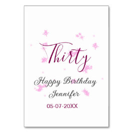30. Geburtstag rosa Glitzer Sterne schwarz 30. Dat Tischnummer