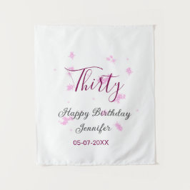 30. Geburtstag rosa Glitzer Sterne schwarz 30. Dat Wandteppich