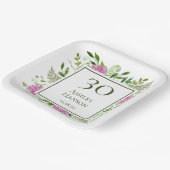 30. Geburtstag Rosa Hortensien Pappteller (Gewinkelt)