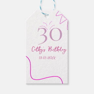 30. GEBURTSTAG ROSA LILA PASTELL HANDGEZEICHNET RE GESCHENKANHÄNGER