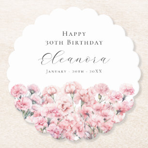30. Geburtstag Rosa Nelke Januar Geburtsblume Untersetzer