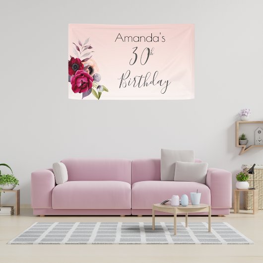 30. Geburtstag Rosa Rosa Rosa Gold Blüte Banner