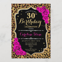 30. Geburtstag - Rosa Rosen Leopard Print