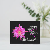 30. Geburtstag - Rosa tropische Blume und Herz Postkarte (Stehend Vorderseite)