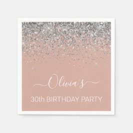 30. Geburtstag Rose Gold Blush Pink Silver Glitzer Serviette