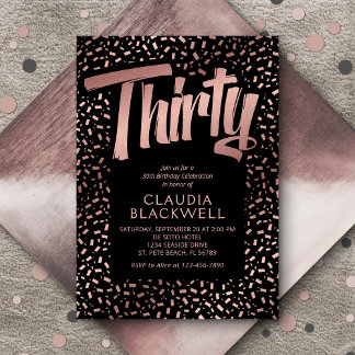 30. Geburtstag Rose Gold Confetti Einladung