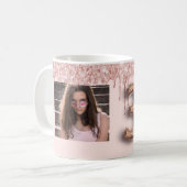 30. Geburtstag Rose Gold Foto Glitzer pink Kaffeetasse (Vorderseite Links)