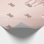 30. Geburtstag Rose Gold Glitzer Tropfen rosa Geschenkpapier (Ecke)