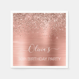 30. Geburtstag Rose Gold - Rosa Rosa Glitzer Napki Serviette