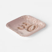 30. Geburtstag Rose Goldblüte Glitzer Name Pappteller (Gewinkelt)