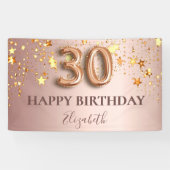 30. Geburtstag Rose goldene Sterne nennen elegant Banner (Horizontal)