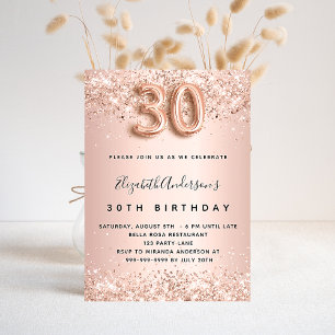 30. Geburtstag Rose Goldrot Glitzer Luxus Einladung