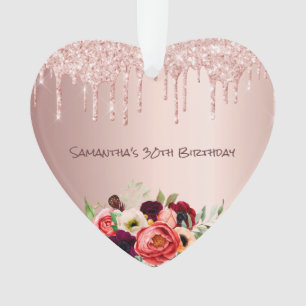 30. Geburtstag Rose Goldrot Glitzer Tropfen Blumen Ornament