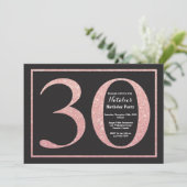 30. Geburtstag Rose Pink Gold Glitzer Chalkboard Einladung (Stehend Vorderseite)