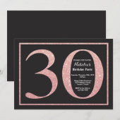 30. Geburtstag Rose Pink Gold Glitzer Chalkboard Einladung (Vorne/Hinten)