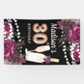 30. Geburtstag Rose Wein Luxus Banner (Horizontal)
