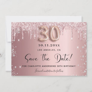 30. Geburtstag rot pink silber Save the Date