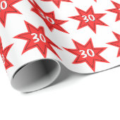 30. Geburtstag Roter Star Geschenkpapier (Rolleneckpunkt)