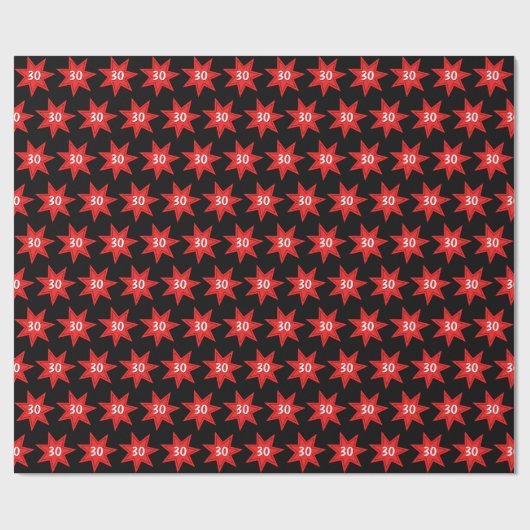 30. Geburtstag Roter Star Geschenkpapier (Flach)
